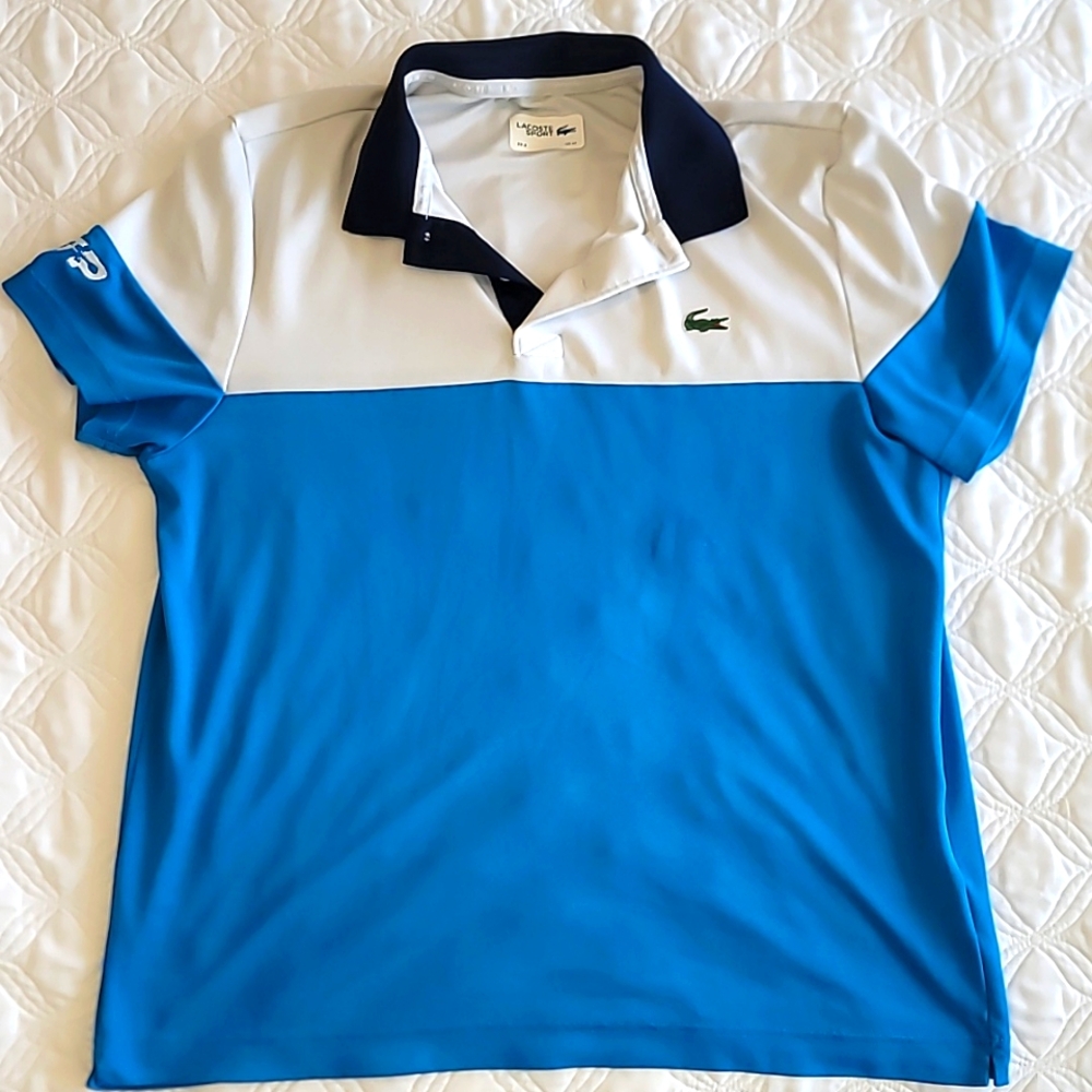 Lacoste Men’s Colorblock Polo Shirt in Blue and White
